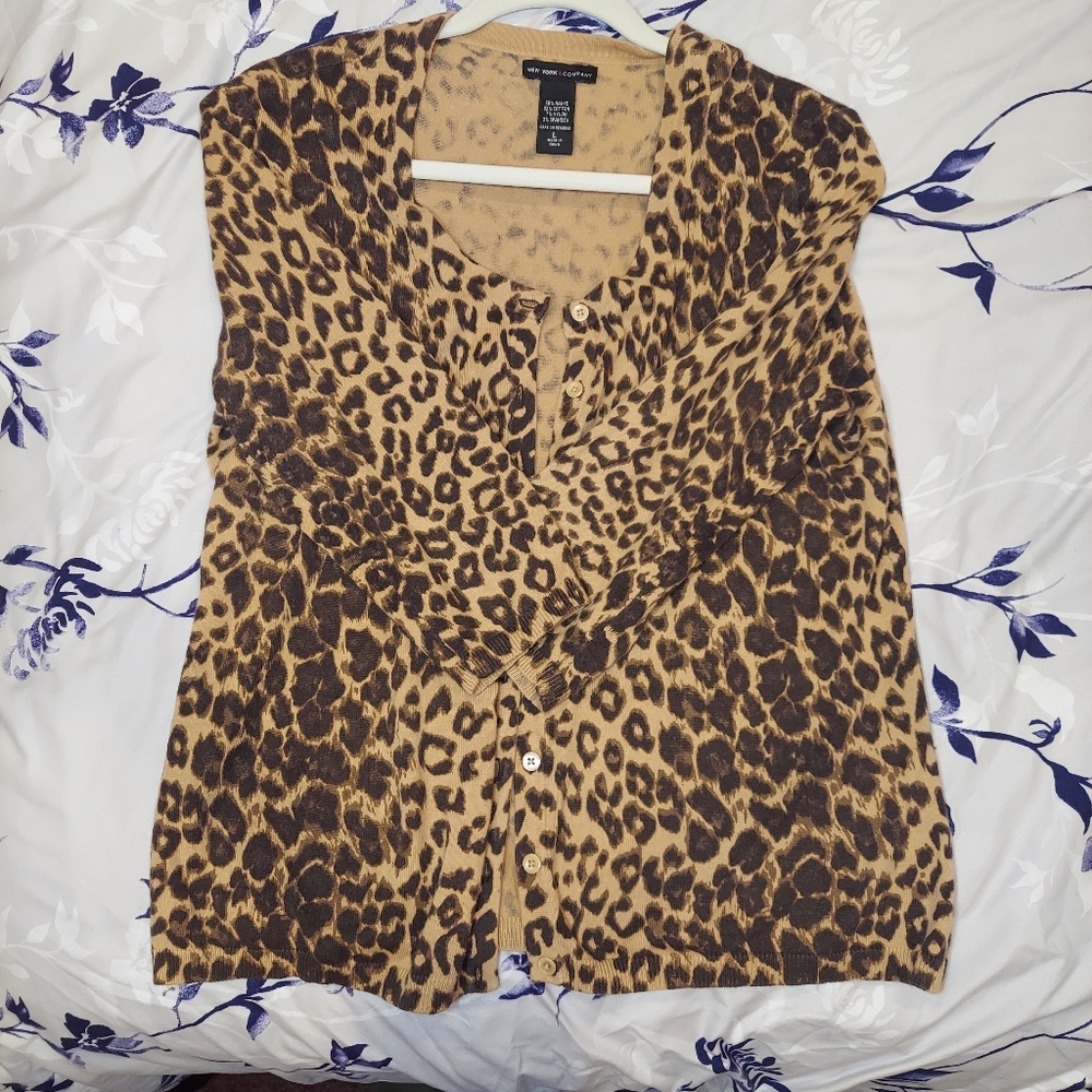Brown Cat Print button up cardigan